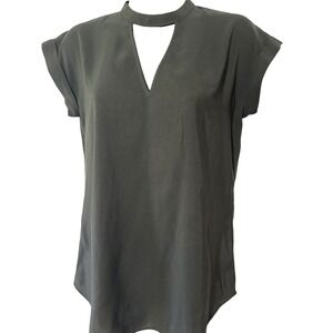 Express‎ Black Cutout Mock Neck Short Sleeve Tunic Top Blouse XS